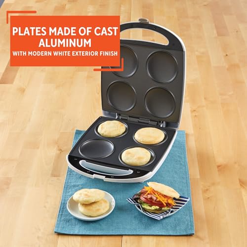 Imusa USA GAU-80300 4 Slot Electric Arepa Maker with Nonstick Surface (1,200-Watts), White - size: 4 Slot, style: Arepa maker