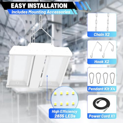 Allsmartlife LED Linear High Bay Light 4-Pack, 150W 20250LM 0-10V Dimmable 5000K Daylight, Adjustable Tilt Hanging LED High Bay Shop Lighting Fixtures for Garage Warehouse Workshop, ETL