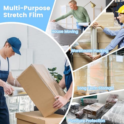 18" Shrink Wrap, 1500 Feet Heavy Duty 60 Gauge Plastic Wrap Stretch Film Shrink Wrap Roller for Moving, 12 Pack Stretch Wrap for Packing, Moving Supplies, Furniture & Pallets - size: 12 Rolls