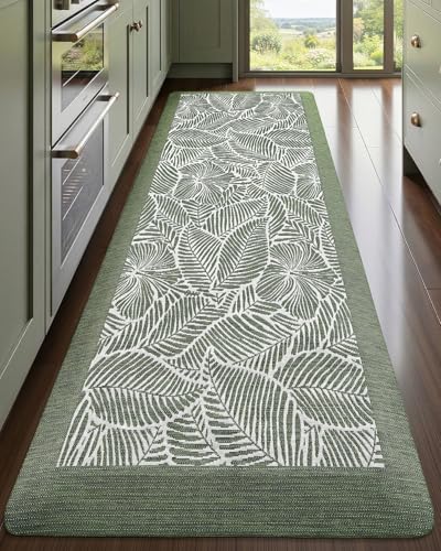 LUMI Anti Fatigue Mats for Kitchen Floor Extra Thick Cushioned, 20x40 - color: Leaf Green, size: 1'8" x 3'6" (Rectangular)