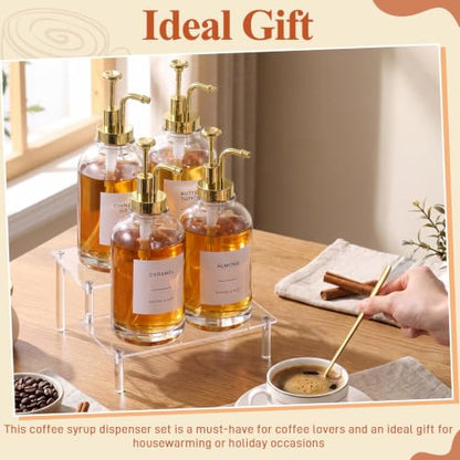 Silifine 11 Pcs 16.9 oz Coffee Syrup Dispenser Set, Round - style: Round