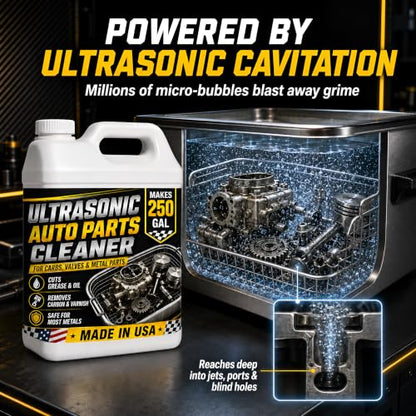 Ultrasonic Cleaner Solution for Carburetors & Car Parts 1 Gal | Made in US