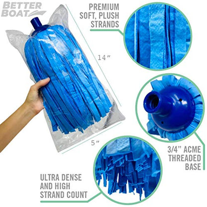 Screw On Shammy Mop Head Replacement Refill, Synthetic Wet Chamois Mop Head - color: Shammy