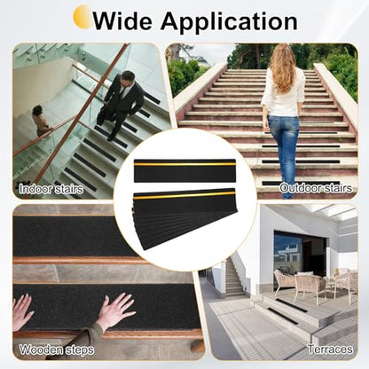 HARFINGTON 10Pcs Outdoor Stair Treads 6"x24" Non-Slip Step Strips Grip Tape - color: Yellow-Black, size: 6" x 24",0.47"