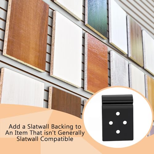 Pelopy 20 Pack Slatwall Metal Plate Mount Backplate Mounting Adapter to Make Items Slatwall Compatible Heavy Duty Steel Bracket with 4 Pre-Drilled Holes Backplate for Secure Display (Black) - style: Black