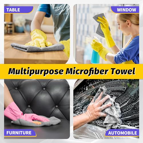 Microfiber Cleaning Cloth,150 Pack Grey Cleaning Rags - color: Grey, size: 150 Pack