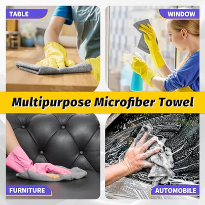 Microfiber Cleaning Cloth,150 Pack Grey Cleaning Rags - color: Grey, size: 150 Pack