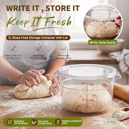 Ziliny 1 Pcs 2 Qt Dough Proofing Container with Lid and Red Scale, Clear - color: Clear,Clear, size: 2 Qt