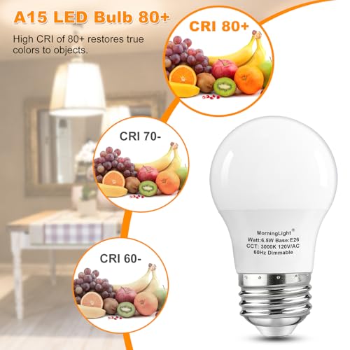 A15 Ceiling Fan Light Bulbs 60Watt, 3000K Soft White, Dimmable, 4-Pack - color: 3000k Soft White