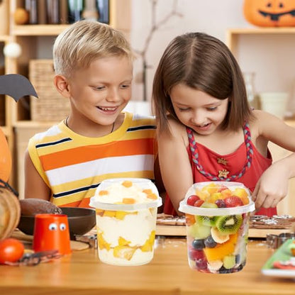 Disposable Food Containers With Lids And Spoons 50 Pack 24oz Parfait Dessert Fruit Salad Cups Take Out Meal Prep Salad Bowls For Lunch, To-Go Party Containers Food Storage Containers With Lids (24oz) - size: 24oz