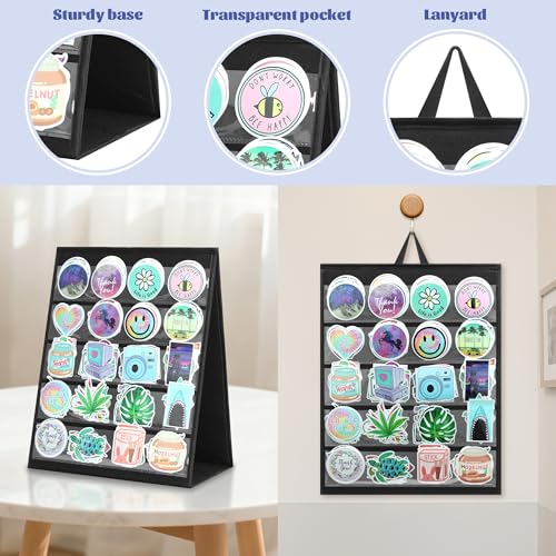 PACMAXI Double-Sided Portable Sticker Display Stand Organizer - color: Black