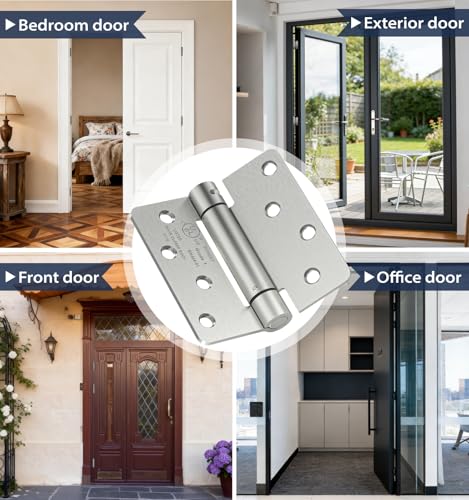 4 Inch Self Closing Door Hinges,2-Pack Spring Hinges,1/4" Radius Corners - size: 4"-2 Pack-1/4" Corner