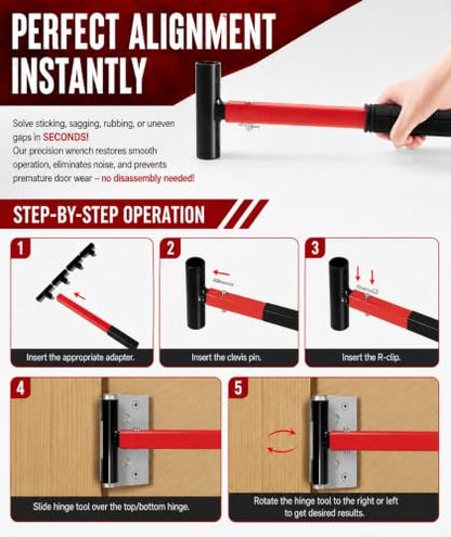 4-in-1 Door Hinge Adjustment Tool, Fix Misaligned Doors & Cabinets