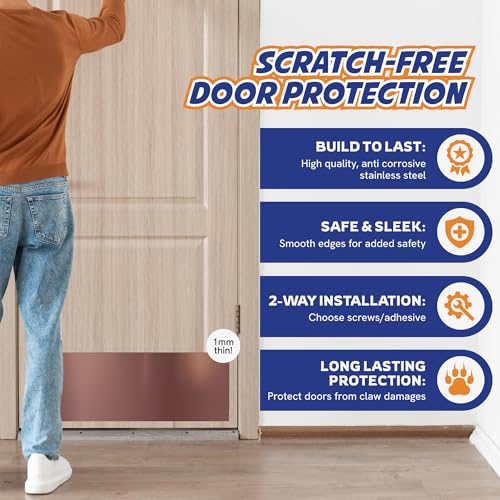 Panther Armor 8x34 in Bronze Door Kick Plate, Dog Scratch Door Protector - color: Bronze, size: Kick Plate [8x34in]