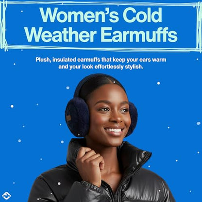 Funky Junque Women’s Winter Earmuffs - Cable Knit & Sequin - color: Cable Knit - Navy