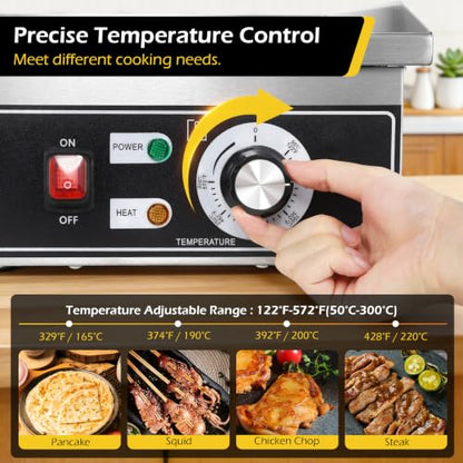 Dyna-Living Electric Griddle 22''Flat Top Grill Commercial Teppanyaki Grill - color: Silver Panel