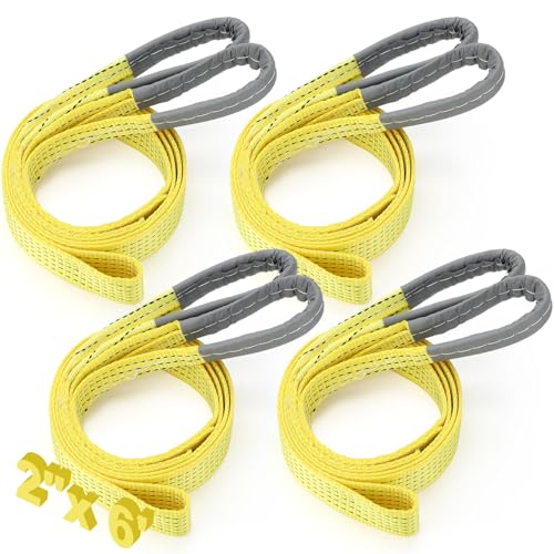 4 Pcs Lift Sling Straps, Yellow, 2'' X 6', 8900lb - color: Yellow, size: 2'' X 6',8900lb