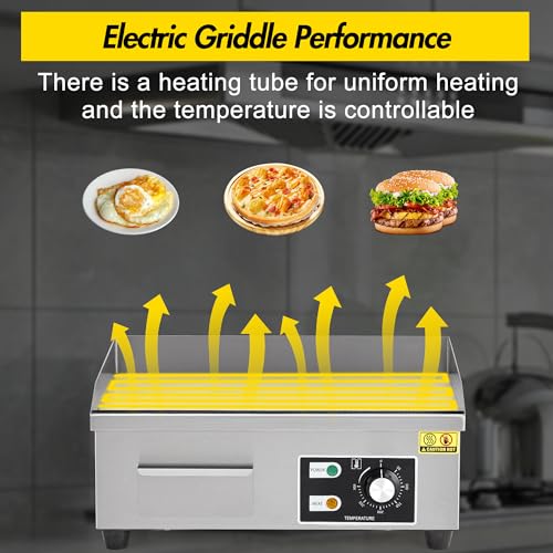 18 Inch 1600W Commercial Electric Griddle – Stainless Steel Flat Top Grill with 122-572°F Adjustable Temp, 2 Shovels & 2 Brushes, Countertop BBQ Teppanyaki Grill for Home & Restaurants - size: 12x18