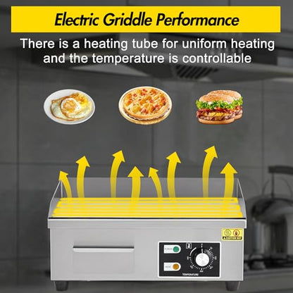 18 Inch 1600W Commercial Electric Griddle – Stainless Steel Flat Top Grill with 122-572°F Adjustable Temp, 2 Shovels & 2 Brushes, Countertop BBQ Teppanyaki Grill for Home & Restaurants - size: 12x18