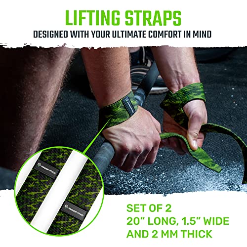 Lifting Straps for Weightlifting, Padded Wrist Support Wraps, 2 Pack - color: Camo
