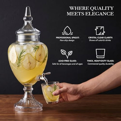 Fifth Avenue Glass Beverage Drink Dispenser Crystal Winston w/Spigot, 1 Gal - color: Winston