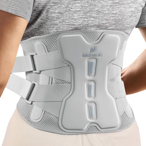 NEENCA Back Brace For Lower Back Pain Relief, Back Support Brace Men Women - color: Gray-Single, size: XX-Large