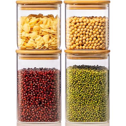 42 oz & 27 oz Square Glass Food Storage Containers with Bamboo Lids, 4 Pack - color: 42oz 2Pack & 27oz 2Pack