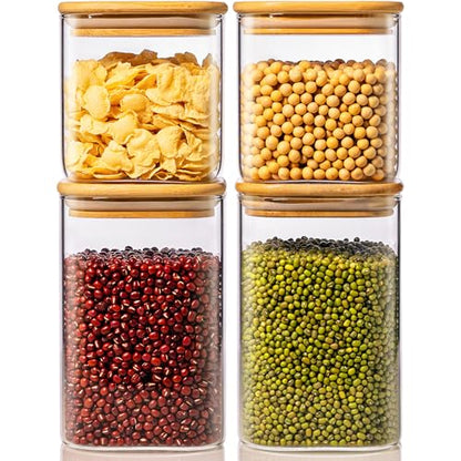 42 oz & 27 oz Square Glass Food Storage Containers with Bamboo Lids, 4 Pack - color: 42oz 2Pack & 27oz 2Pack