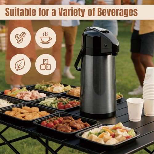 Airpot Coffee Dispenser with Pump, 84.5 oz Carafe, Black, 1 Count - color: Black