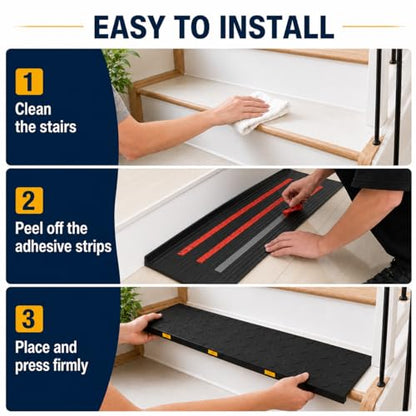 BESEA Rubber Stair Treads Non Slip 36" x 10" 10 Pack Outdoor Stair Treads - size: 10