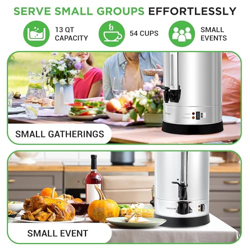 NutriChef Hot Water Urn 13L, Stainless Steel - size: 13.7 Quarts