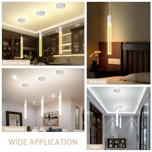 Modern Kitchen Island Hanging Light Fixtures Chrome Crystal Bubble Pendant Lights Adjustable Modern Pendant Light Fixtures for Dining Living Room Bedroom Bedside Table - color: Silver, size: 1-Light