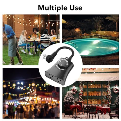 HBN Outdoor Light Timer, Dusk to Dawn Light Sensor Outlet,2 Grounded Outlet - size: 2 Outlets