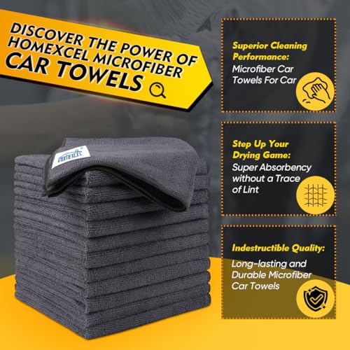 HOMEXCEL Grey Microfiber Cleaning Cloth 200 Pack, 11.5 x 11.5 inch Bulk Shop Towels | Reusable Cleaning Rags for Cars, Kitchen, Window, Garage and House, Ultra Absorbent, Lint Free, Streak Free - color: Grey, size: 11.5 x 11.5 Inch