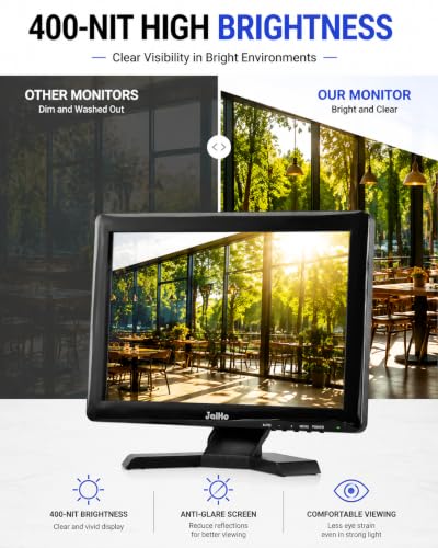 15-Inch Touchscreen Monitor, 1024x768 HD 4:3 Aspect Ratio LCD Display, BNC HDMI VGA AV USB Input, 400cd/m² High Brightness Touch Screen for POS Kiosk Industrial Security, Built-in Speakers - size: 15Inch/4:3