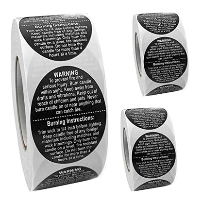 1500 Pcs Candle Warning Labels,1.5inch Candle Jar Container Stickers - color: Black