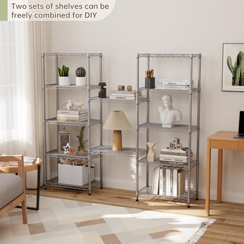 Golpart 6Tier Adjustable Storage Shelves Metal Wire Shelving Standing Shelf - color: Grey, size: 6-tier-12"Dx22"Wx69"H