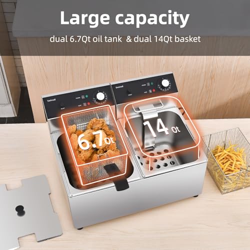 Commercial Deep Fryer with Basket, 28QT 3400W Electric Fryer for Home Use - size: 16L