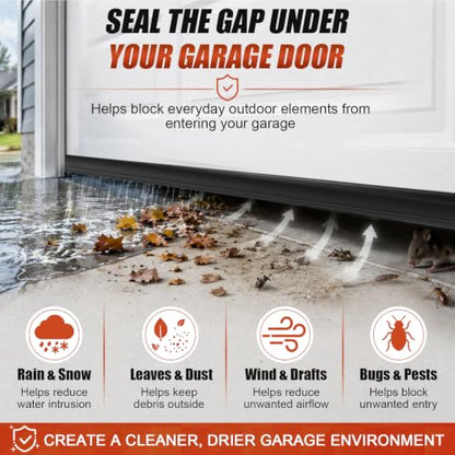 Garage Door Bottom Seal, 8FT EPDM Weather Stripping with Aluminum Track - color: With Aluminum Tracks, size: 8 Feet
