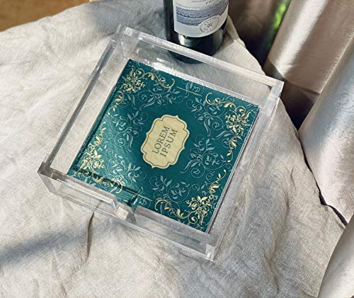 IEEK Acrylic Cocktail Paper Napkin Holder,Decorative Clear Cocktail Napkin Caddy Beverage Napkin holder,Pack of 1 - size: 5.2x5.2x2.5 Inch Cocktail Napkin Holder