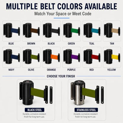 Crowd Control Warehouse Fixed Wall Mount Retractable Belt Barrier, 11-Foot - color: Olive, size: Solid Color