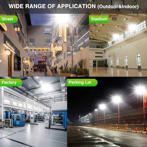 STASUN 3 Pack LED Flood Lights Outdoor(Black+Gray), 600W 60000lm 6000K Daylight White IP66 Waterproof, Commercial Parking Lot Lights, 3 Heads for Yard Street Stadium Outdoor Area Floodlight Bright