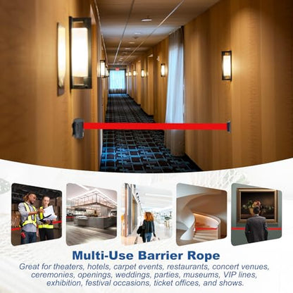 MECCANIXITY Wall Mount Retractable Belt Barrier 9.84ft Crowd Control Belts - color: Black Yellow Stripe, size: 9.84 ft
