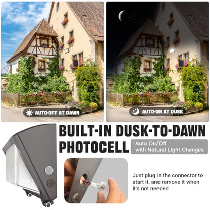 150W LED Wall Pack with Photocell Dusk to Dawn 5000K 0-10V Dimmable - 4pack - size: 150W