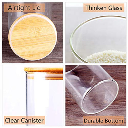 Glass Rice Storage Containers, 60 FL OZ (1800ml) Kitchen Food Jars with Airtight Lid, Stackable Clear Pantry Canister for Coffee Bean, Pet Treat, Flour, Loose Tea and More