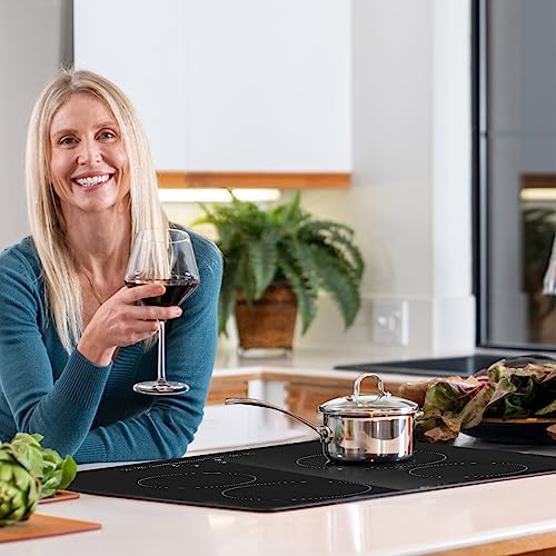 VEVOR LT4-77 Built in Electric Ceramic 23.2 x 20.5 inch Stove Top, 240V Glass Radiant Cooktop with Touch Control, Timer & Child Lock, 9 Power Levels for Simmer Steam Slow Cook Fry, 24IN 4-Burners - size: 24 IN-4 Burner+Touch Control