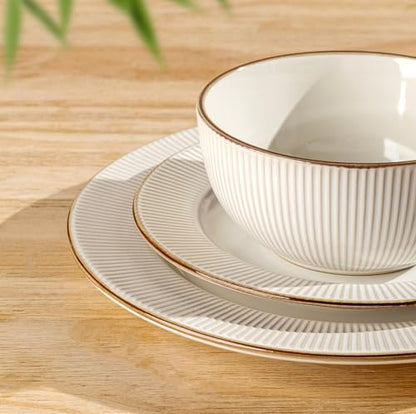GBHOME Ceramic Dinnerware Sets of 8,32 pcs Plates and Bowls Sets Dishes - color: Off-White, size: Service for 8 (32 pcs)