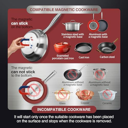 ChangBERT Portable Induction Cooktop 208-240V 3200W NSF Certified Commercial Range Countertop Burner Pro Chef Professional Hot Plate High Power Premium Stainless Steel Housing Schott Glass - style: FlameCold Series 3200W 208-240V