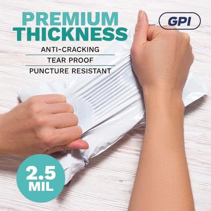 19" x 24" Extra-Large Poly Mailer Envelopes - 500 Count, Self Seal White Plastic Mailing Bags with Adhesive Strip, 2.5 Mil Thick, Waterprrof & Tear/Puncture Proof Unpadded Shipping Mailers - GPI - size: 19" x 24"