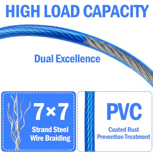 4.7mm(3/16") Steel Security Cable with Loops, Bike Lock Cable, 2Pack - color: Blue, size: 6FT-(2Pack)